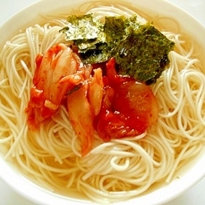 キムチと海苔のあったか素麺